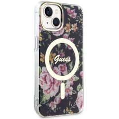 Guess Flower MagSafe case for iPhone 14 - black-thumb-3