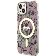 Guess Flower MagSafe case for iPhone 14 - pink-thumb-1