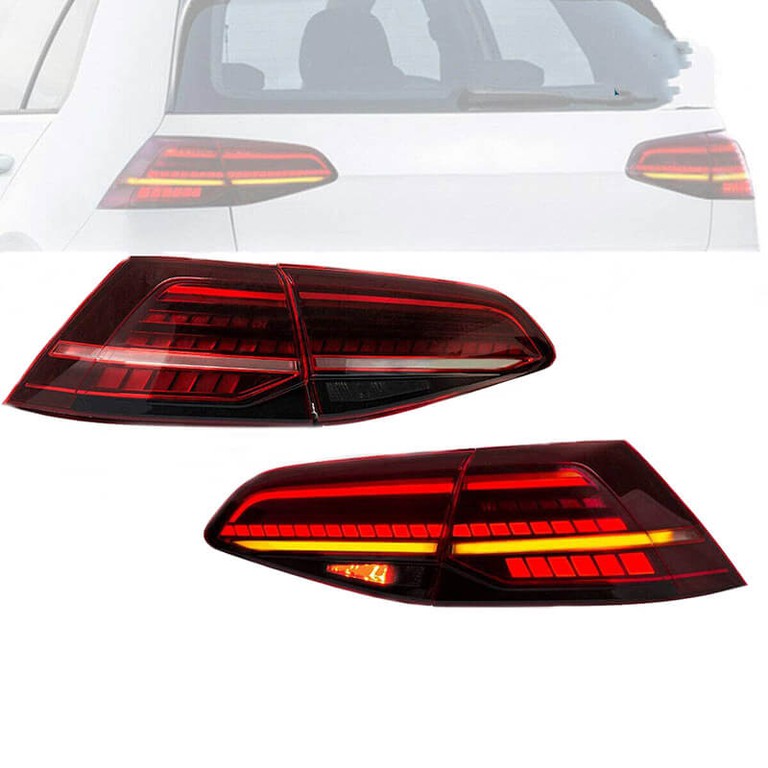 Πισινά Φανάρια Set Για Vw Golf VII 7 & 7.5 11-19 Led Bar Dynamic Facelift 7.5 GTIR Look ΚόκκινοΦιμέ VLand