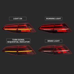 Πισινά Φανάρια Set Για Vw Golf VII 7 & 7.5 11-19 Led Bar Dynamic Facelift 7.5 GTIR Look ΚόκκινοΦιμέ VLand-thumb-1