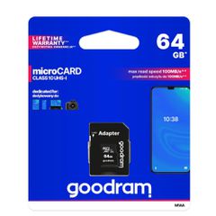 GOODRAM microCARD 64GB Class 10 UHS-I Κάρτα Μνήμης MicroSDXC με Αντάπτορα (M1AA)