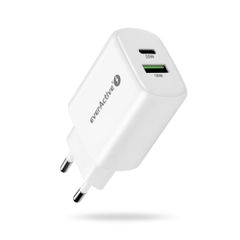 everActive SC-370Q Φορτιστής Τοίχου 30W με 1x USB-C PD & 1x USB-A QC 3.0 (Μαύρος)