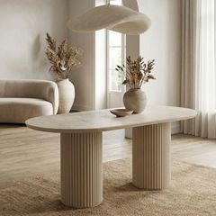 Τραπέζι Hazar Megapap Mdf χρώμα travertine - sandstone 180x90x77εκ.