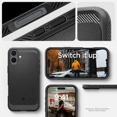 Spigen Rugged Armor MagSafe case for iPhone 16 - black-thumb-2