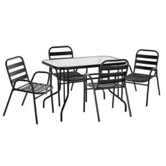 ΣΕΤ ΤΡΑΠΕΖΑΡΙΑΣ 5ΤΜΧ ADAM HM21219.01 ΚΑΡΕΚΛΕΣ ΜΕΤΑΛΛΙΚΕΣ & ΤΡΑΠΕΖΙ 110x60 ΜΑΥΡΟ