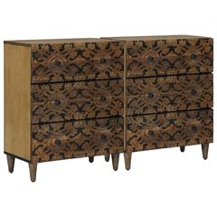Πλαϊνό γραφείο 2 pcs Καφέ 60 x 33,5 x 75 εκ. Στερεό ξύλο μάνγκο 3310106
