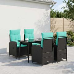 Σετ Τραπέζι Καναπέ 5 pcs PE Ρατάν και Ατσάλι με Σκόνη 3422458