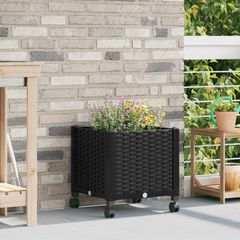 Κήπος Γλαστράκι με Ροδάκια Μαύρο 40 x 40 x 44 εκ PP 3422910