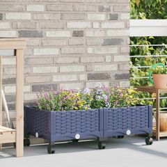 Κήπος Γλαστράκι με Ροδάκια Μπλε Γκρι 80 x 40 x 33 cm PP 3422956