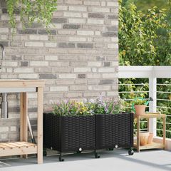 Κήπος Γλαστράκι με Ροδάκια Μαύρο 80 x 40 x 44 εκ PP 3422960