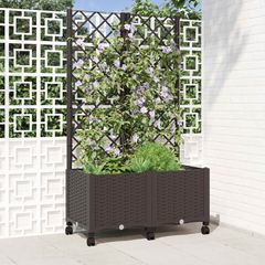 Γλάστρα κήπου με πέργκολα & τροχούς Καφέ 80 x 40 x 146 εκ PP 3422969
