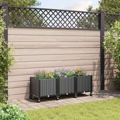 Κήπος Γλαστράκι με Ροδάκια Μαύρο 120 x 40 x 44 εκ PP 3423047