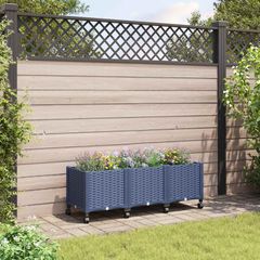 Κήπος Γλαστράκι με Ροδάκια Μπλε Γκρι 120 x 40 x 48 cm PP 3423048