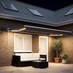 Χειροκίνητο πλαίσιο τέντας με LED Taupe 4 x 2 m 3425798