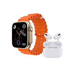 Σετ Smartwatch με 7 λουράκια και ασύρματα ακουστικά Bluetooth - T5000 Ultra3 - 260264 - Gold