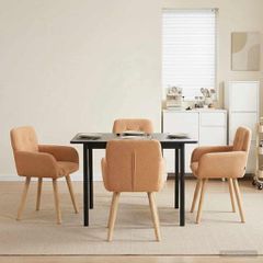 Καρέκλες φαγητού 4 τμχ. Μπουκλέ Μπεζ 59 x 56,5 x 85 εκ 3428276