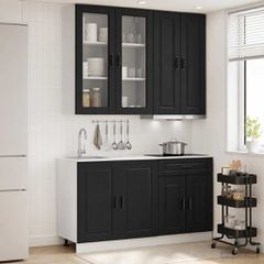 Μονάδα κουζίνας PORTO 4 pcs Μαύρο Επεξεργασμένο Ξύλο 3438346
