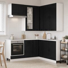 Μονάδα κουζίνας LUCCA 8 pcs Μαύρο Επεξεργασμένο Ξύλο 3438402