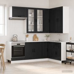 Μονάδα κουζίνας LUCCA 8 pcs Μαύρο Επεξεργασμένο Ξύλο 3438478