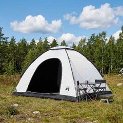 Σκηνή Camping με στέγη Λευκό Μαύρο 275 x 215 x 125 εκ. 42028636