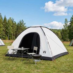Σκηνή Camping με στέγη Λευκό Μαύρο 335 x 275 x 180 εκ. 42028641