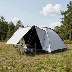 Σκηνή Camping με στέγη Λευκό Μαύρο 275 x 215 x 125 εκ. 42028651