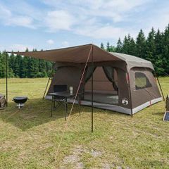 Οικογενειακή Σκηνή με στέγη Καφέ Γκρι 500 x 400 x 230 εκ 42029003