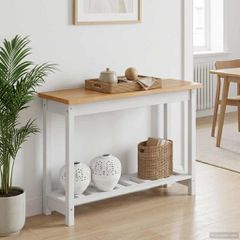 VidaXL Τραπέζι κονσόλας EKAI Λευκό 112 x 35 x 76 εκ Μασίφ Ξύλο Πεύκου 42037018