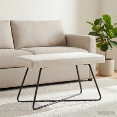 παγκάκι Κρεμ 80 x 40 x 45 εκ. Βελούδο 42038337