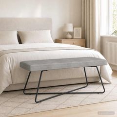 παγκάκι Ανοιχτό γκρι 110 x 40 x 45 cm Βελούδο 42038343