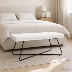 Πάγκος με κουμπωτές επιφάνειες Λευκό 110 x 40 x 46 cm Ύφασμα 42038382