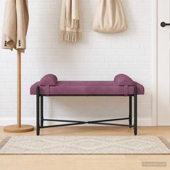 Παγκάκι με κουμπιά και μαξιλάρια Μοβ 110 x 40 x 46 cm Βελούδο 42038398