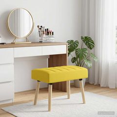 Πάγκος με Καναλεύματα Απαλό Κίτρινο 60 x 40 x 45 εκ. Ύφασμα 42038469