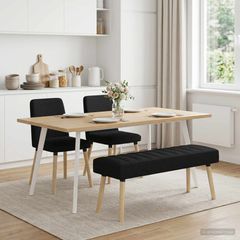 Πάγκος με Καναλεύματα Μαύρο 110 x 40 x 46 cm Ύφασμα 42038489