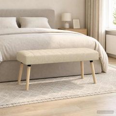 Πάγκος με Καναλεύματα Κρεμ 110 x 40 x 46 cm Ύφασμα 42038494