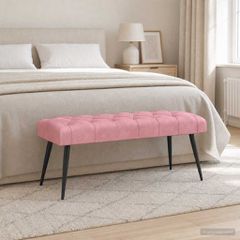 Πάγκος με κουμπωτές επιφάνειες Ροζ 110 x 40 x 46 cm Βελούδο 42038575