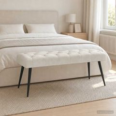 Πάγκος με κουμπωτές επιφάνειες Κρεμ 110 x 40 x 46 cm Βελούδο 42038579
