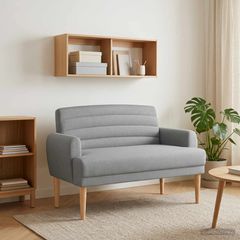 Love seat με κουμπιά Ανοιχτό γκρι 116 x 67 x 80 εκ. Ύφασμα 42041775
