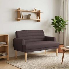 Love seat με κουμπιά Σκούρο Καφέ 116 x 67 x 80 εκ. Ύφασμα 42041779