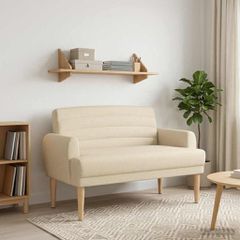 Love seat με κουμπιά Κρεμ 116 x 67 x 80 εκ. Ύφασμα 42041782