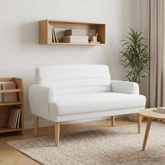 Love seat με κουμπιά Λευκό 116 x 67 x 80 εκ. Ύφασμα 42041785