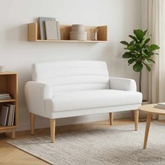 Love seat με κουμπιά Λευκό 116 x 67 x 80 εκ. Ύφασμα 42041785