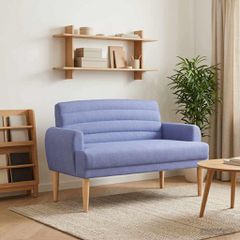 Love seat με κουμπιά Μπλε τζην 116 x 67 x 80 εκ. Ύφασμα 42041787