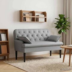 Love seat με κουμπιά Ανοιχτό γκρι 111 x 68 x 80 εκ. Ύφασμα 42041796