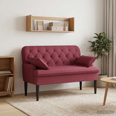 Love seat με κουμπιά Κόκκινο 111 x 68 x 80 εκ. Ύφασμα 42041799