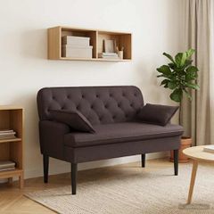 Love seat με κουμπιά Σκούρο Καφέ 111 x 68 x 80 εκ. Ύφασμα 42041800