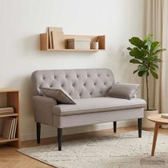 Love seat με κουμπιά Taupe 111 x 68 x 80 εκ. Ύφασμα 42041802