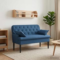 Love seat με κουμπιά Μπλε 111 x 68 x 80 εκ. Ύφασμα 42041804