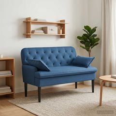 Love seat με κουμπιά Μπλε 111 x 68 x 80 εκ. Ύφασμα 42041804