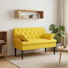 Love seat με κουμπιά Ανοιχτό Κίτρινο 111 x 68 x 80 εκ. Ύφασμα 42041805